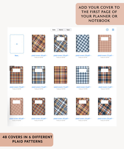 Digital Planner & Notebook Cover | 48 Plaid Covers