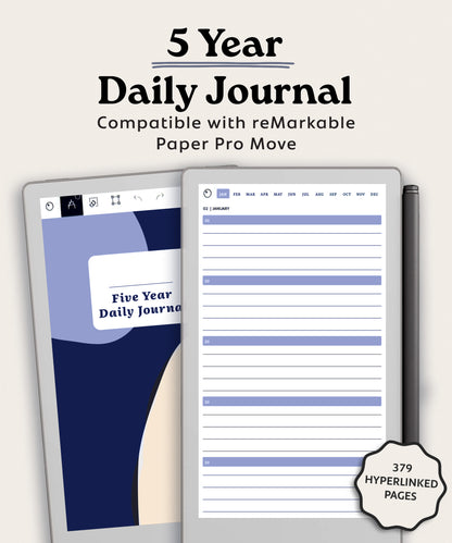 5 Year Daily Journal for reMarkable Paper Pro Move
