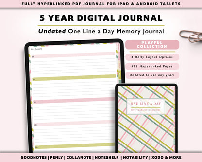 Colorful 5 Year Digital Journal | One Line A Day Journal