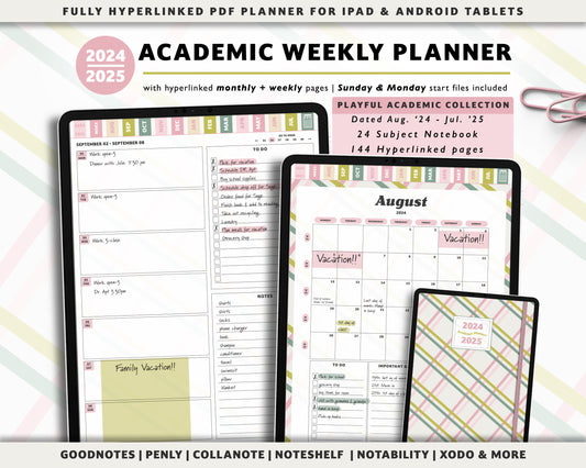 2024 - 2025 Mid Year Student Planner - Playful Academic Collection