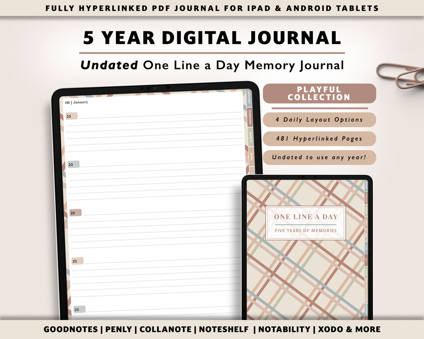 Colorful 5 Year Digital Journal | One Line A Day Journal