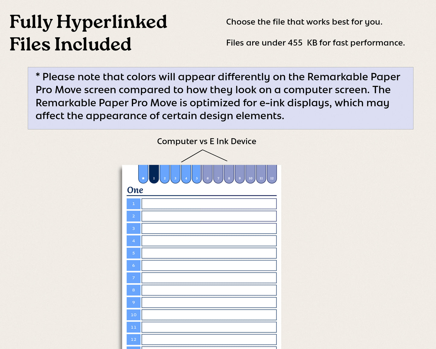 12 Subject Cornell Notebook | for reMarkable Paper Pro Move