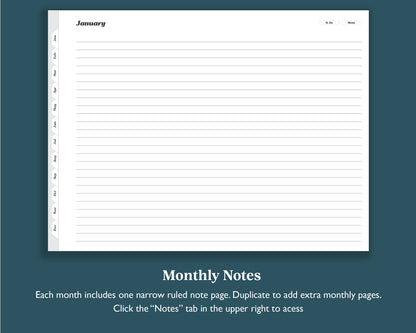 Undated Monthly Planner with To Do Lists | Landscape Planner for e-ink Devices