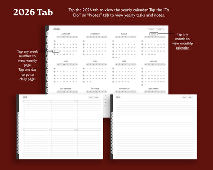 2026 Daily Digital Planner | Landscape Planner for Kindle Scribe