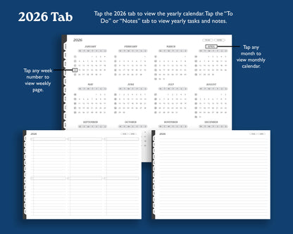 2026 Digital Planner for Supernote: Landscape Monthly Weekly Agenda