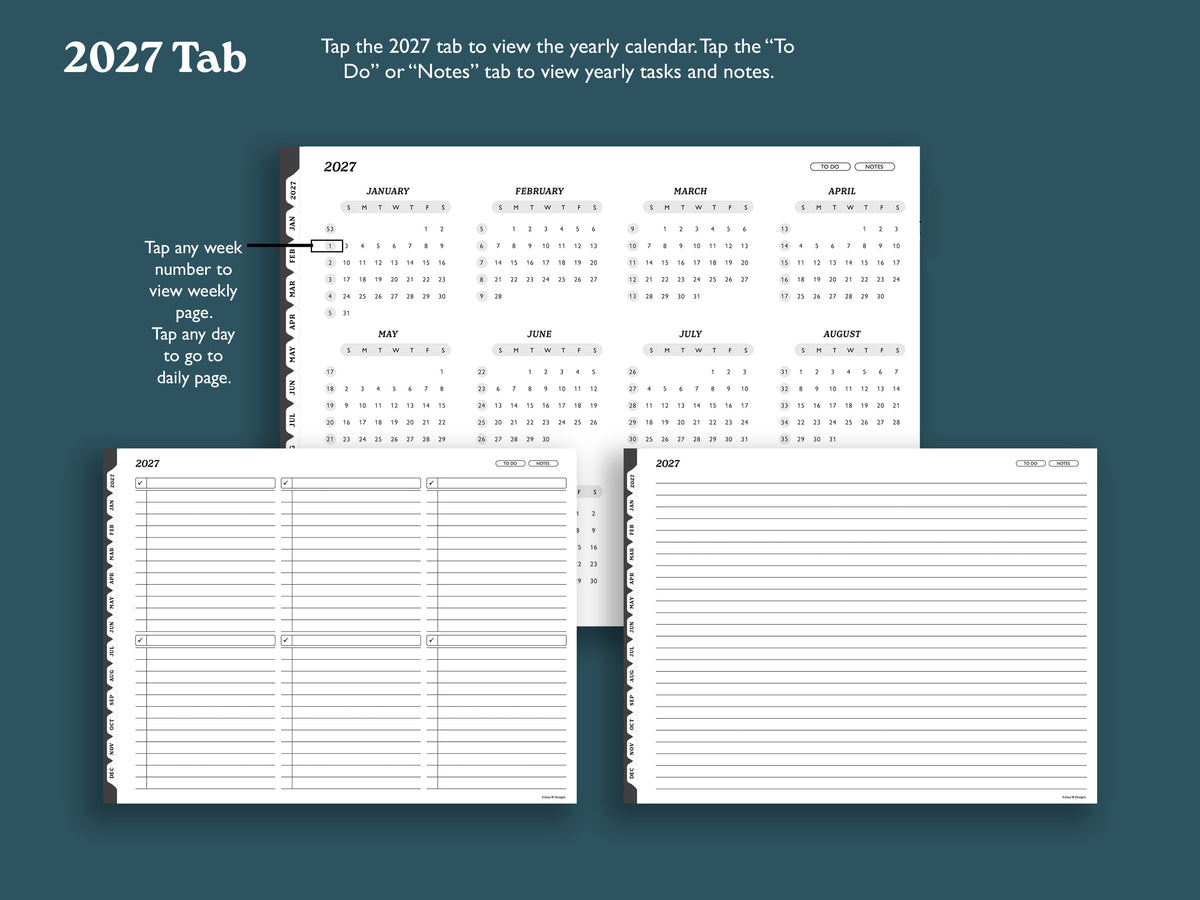 2027 Daily Planner | Landscape Planner for reMarkable 2, Paper Pro, & Paper Pure
