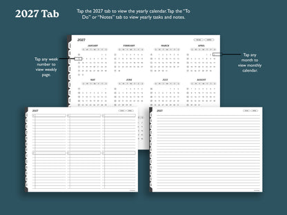 2027 Hourly Weekly Planner | Landscape Planner for reMarkable 2, Paper Pure, Paper Pro