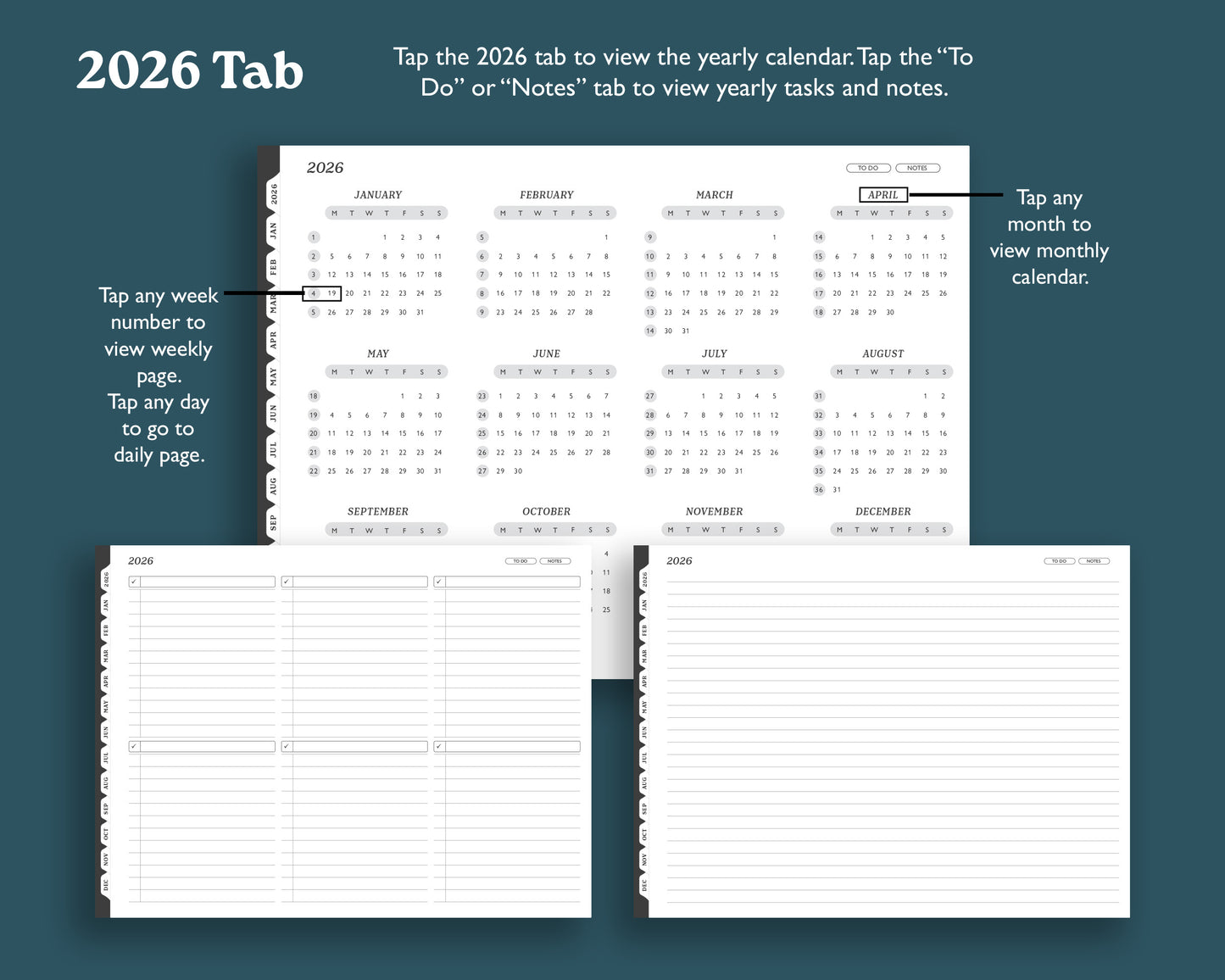2026 Daily Planner | Landscape Planner for reMarkable 2