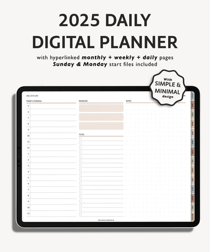 2025 Simple Landscape Daily Digital Planner | Modern Minimal