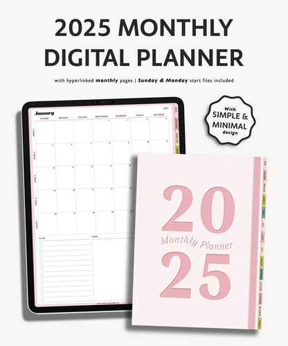 2025 Monthly Planner | Minimal Modern Simple Agenda