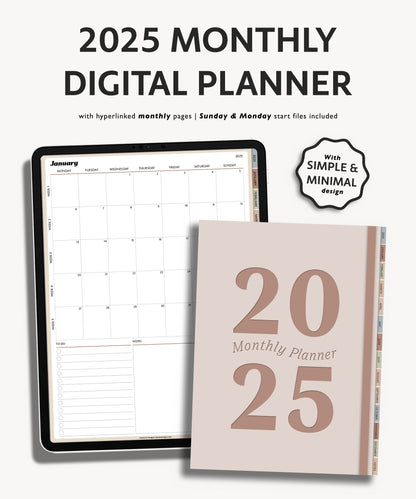 2025 Monthly Planner | Minimal Modern Simple Agenda