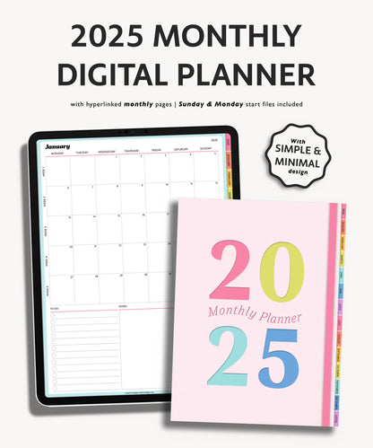 2025 Monthly Planner | Minimal Modern Simple Agenda