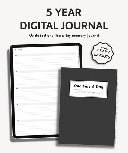 5 Year Digital Journal | One Line A Day Journal