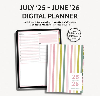 2025 2026 Mid Year Daily Planner | Minimal Modern Simple Agenda