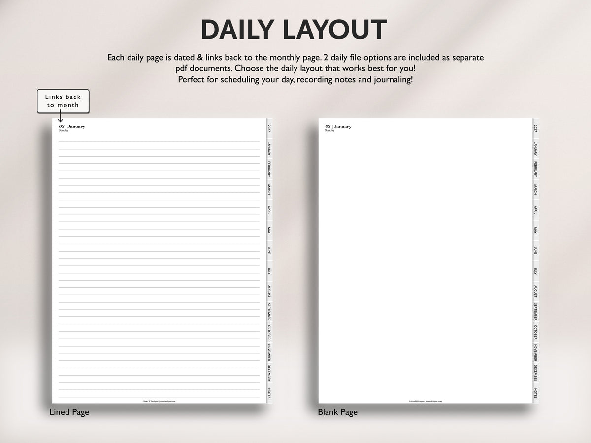 2027 Daily Journal | Minimal Modern Simple Diary