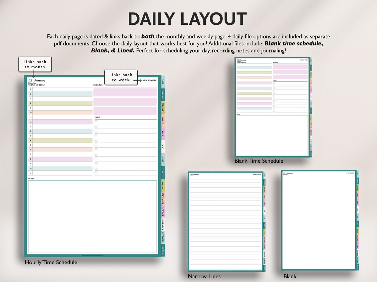 2027 Dated Daily Digital Planner – for iPad & Android Tablets