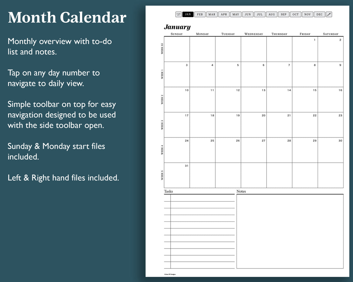 2027 Daily Journal | for reMarkable 2, Paper Pure, & Paper Pro