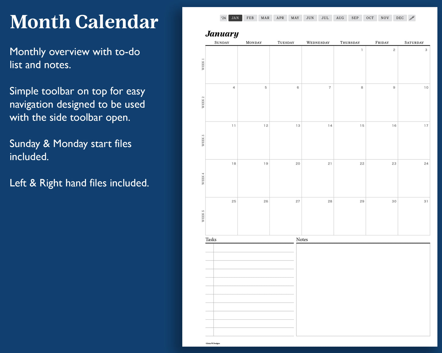 2026 Monthly Digital Planner | for Supernote