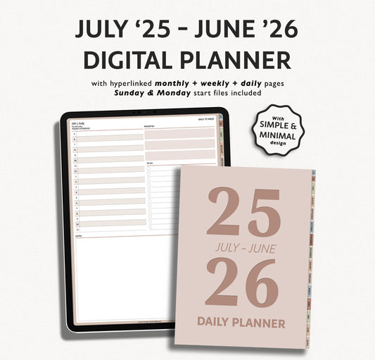2025 2026 Mid Year Daily Planner | Minimal Modern Simple Agenda