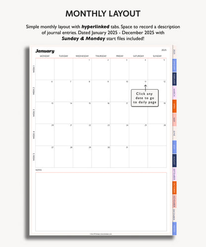 2025 Daily Journal | Minimal Modern Simple Diary