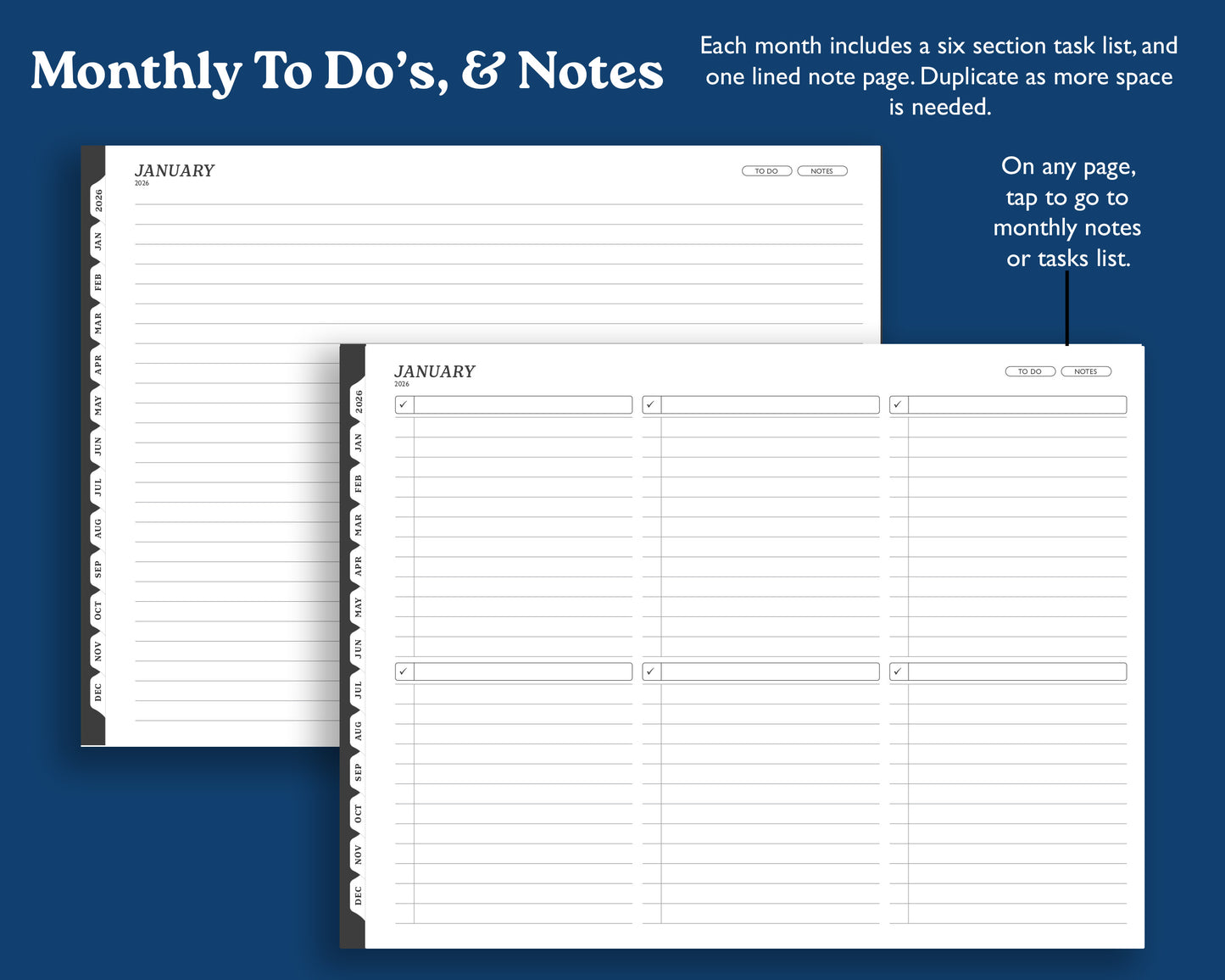 2026 Digital Planner for Supernote: Landscape Monthly Weekly Agenda