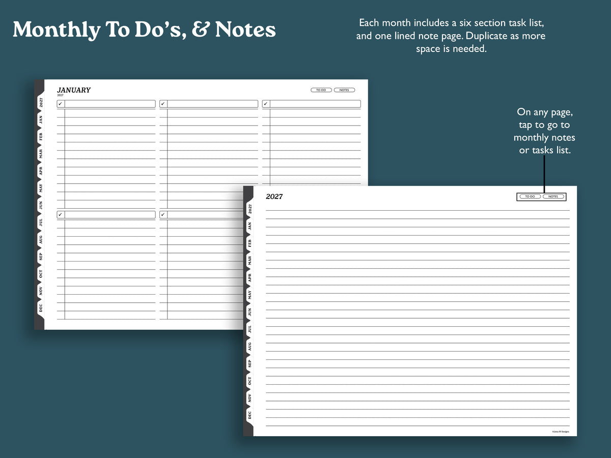 2027 Daily Planner | Landscape Planner for reMarkable 2, Paper Pro, & Paper Pure
