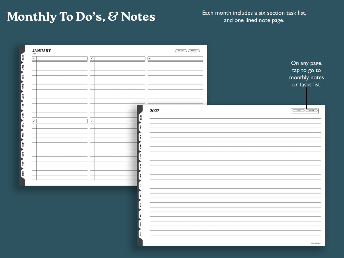 2027 Monthly Planner with To Do Lists | Landscape Planner for reMarkable 2, Paper Pro, & Paper Pure