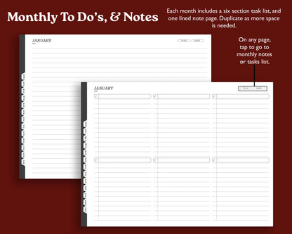 2026 Digital Planner for Kindle Scribe | Landscape Monthly Agenda