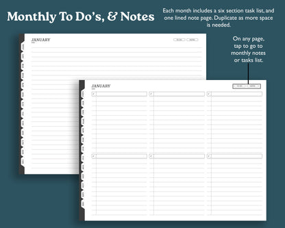 2026 Monthly Planner with To Do Lists | Landscape Planner for reMarkable 2