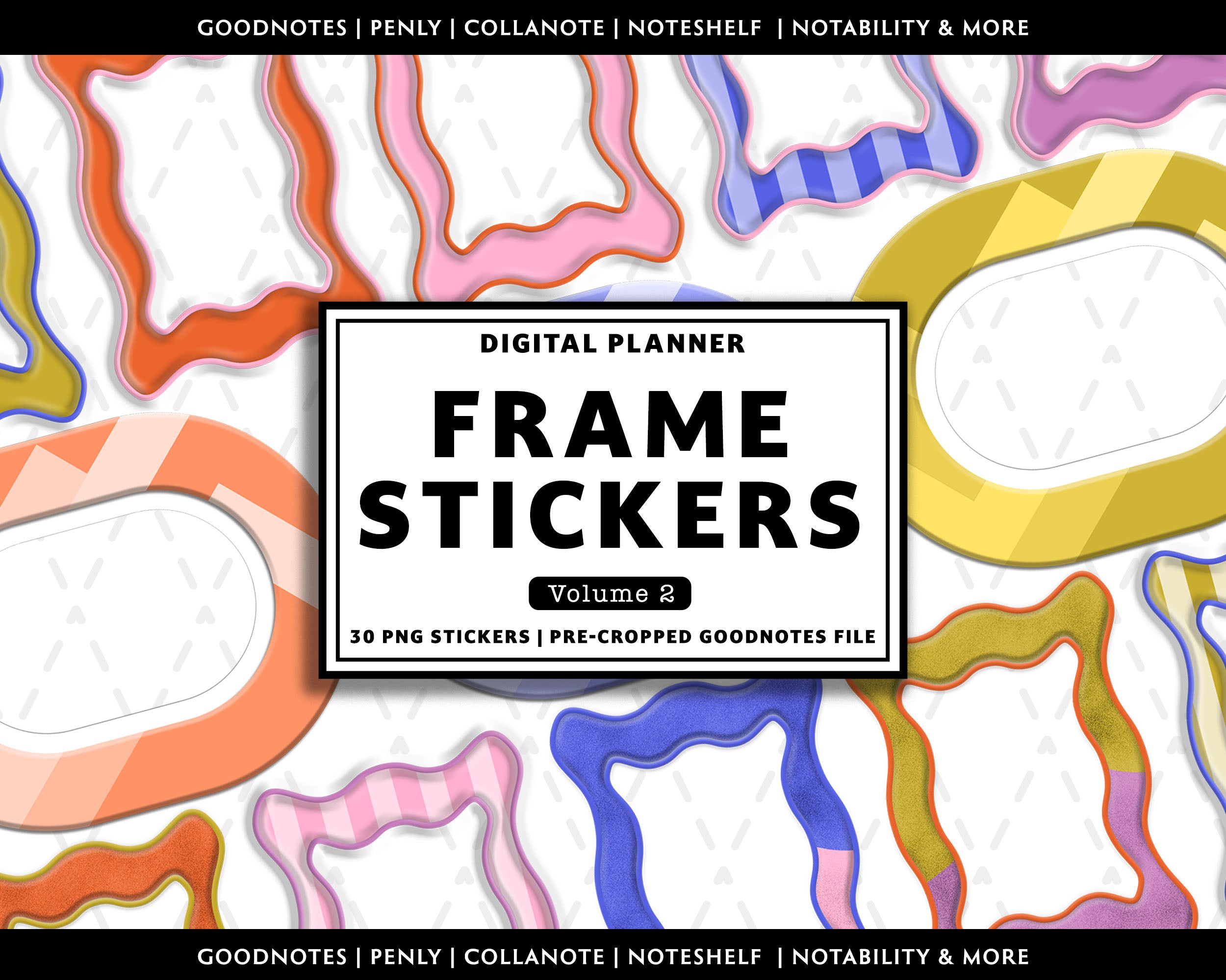 Designed Frame Sticker Digital Planner PNG Stickers | Frames Volume 2 – Jena W Designs