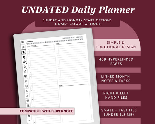 Undated Daily Agenda | for Supernote