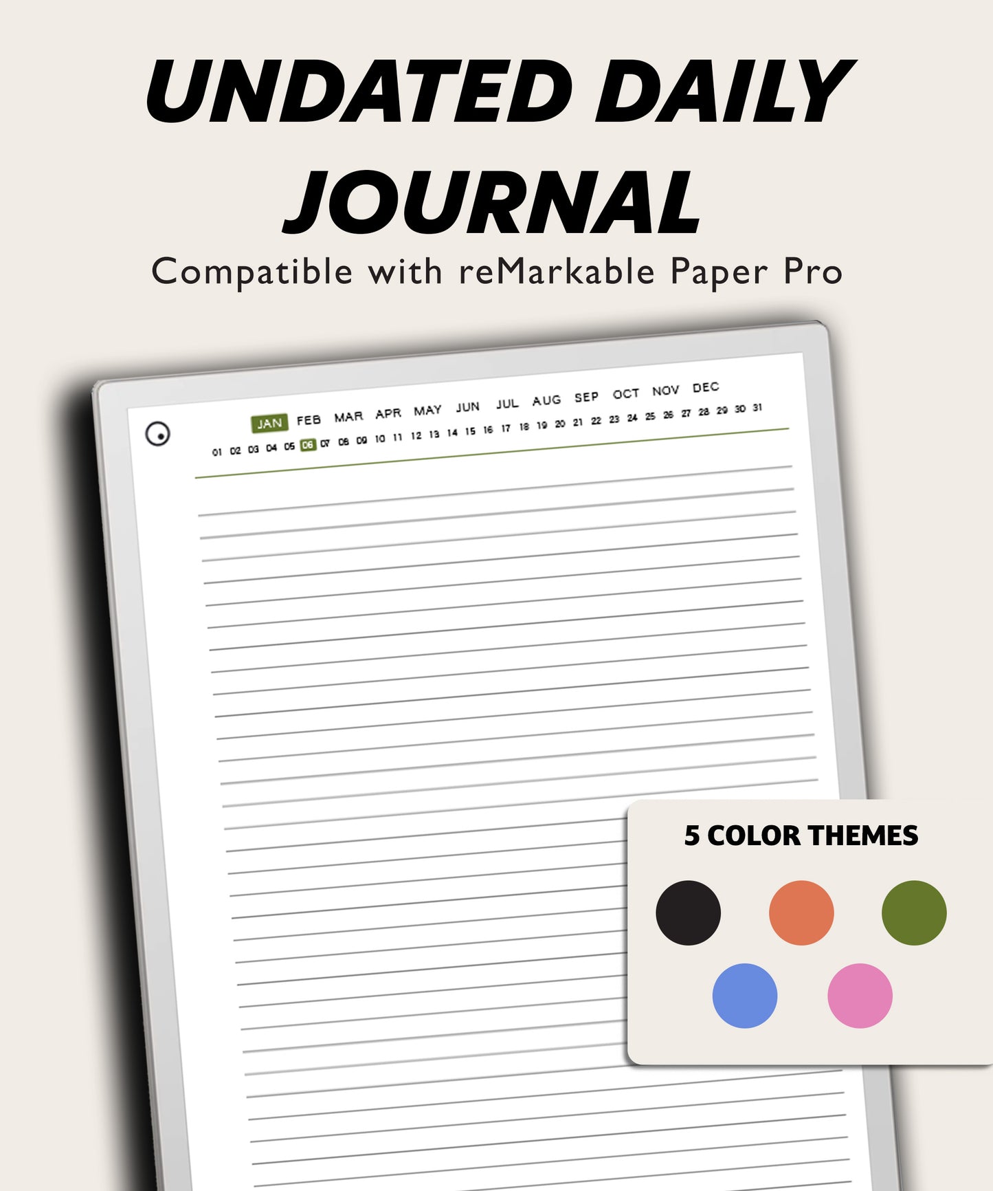 Undated Daily Journal | for reMarkable Paper Pro