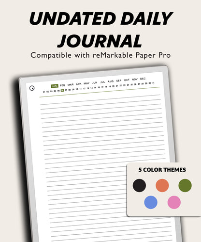 Undated Daily Journal | for reMarkable Paper Pro