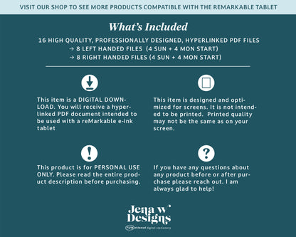 2025 Hourly Weekly Planner | Landscape Planner for reMarkable