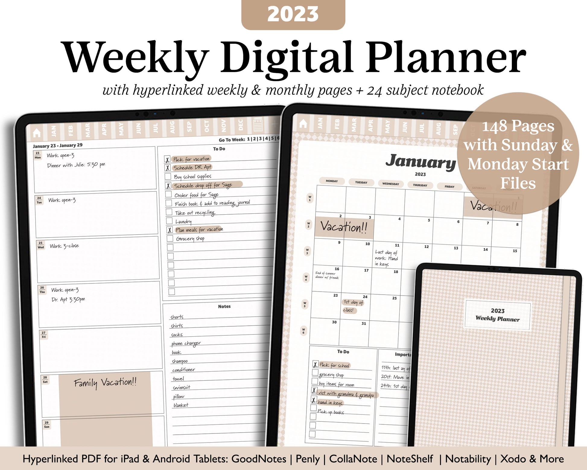 2024 Calendar, 2024 Agenda, Digital Planner 2024, French, Minimalist,  Printable, PDF, Format A4, Landscape 