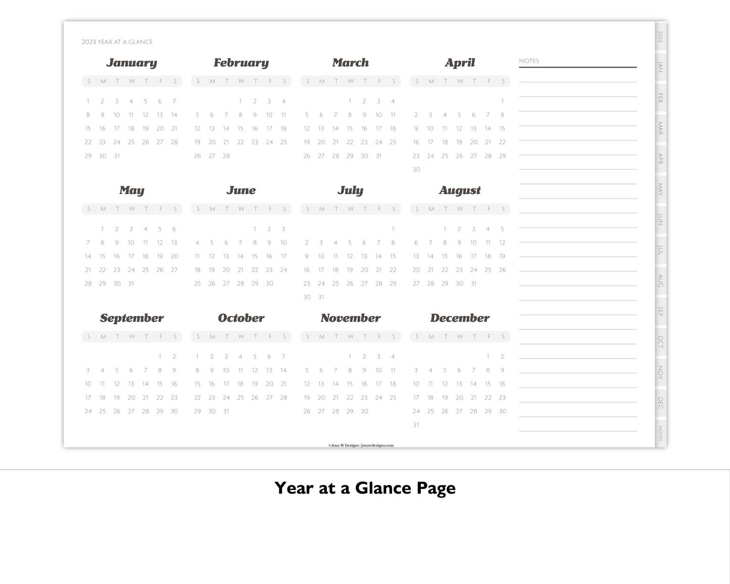 2023 Minimal Modern Monthly Planner | Digital Landscape Planner