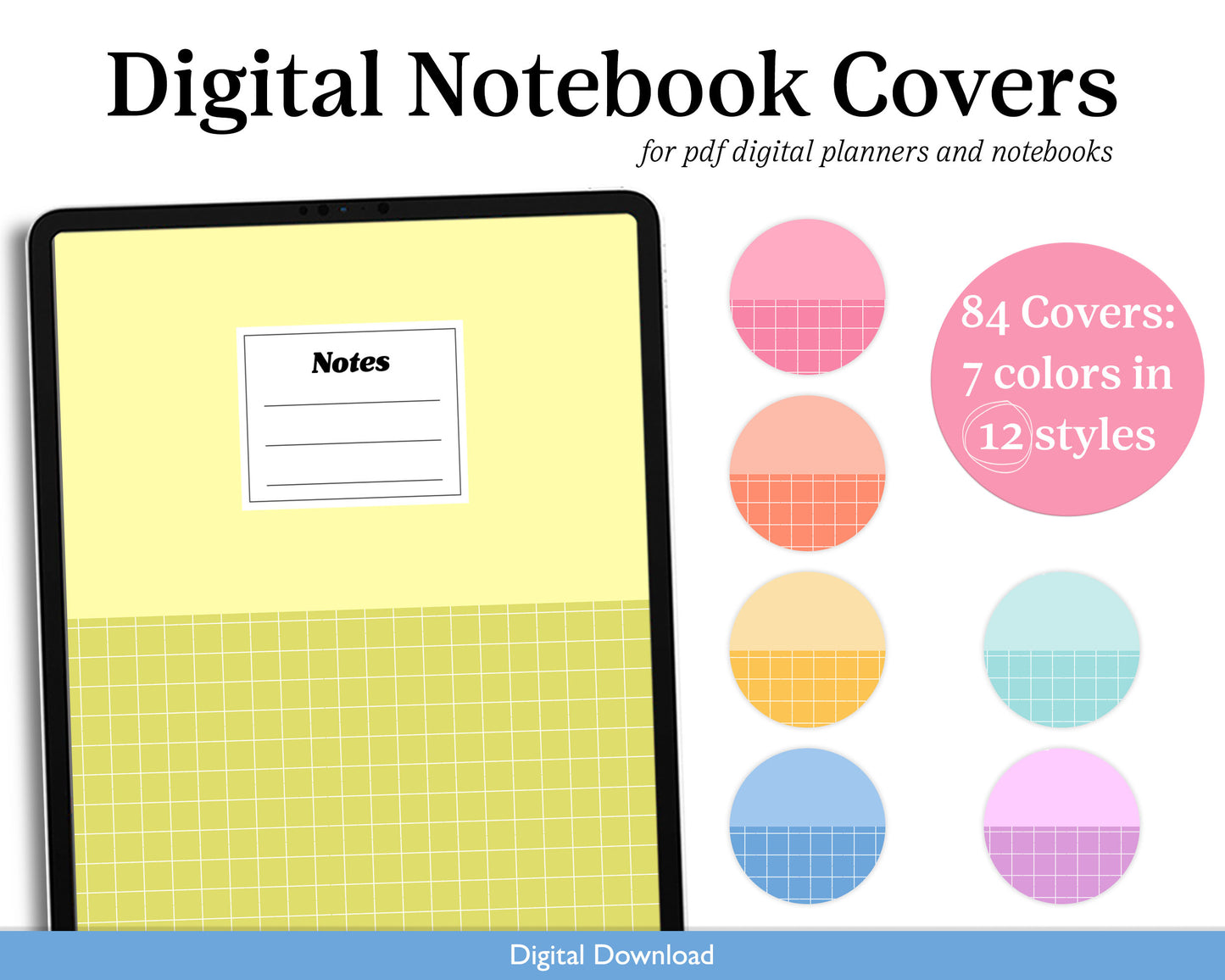Digital Planner & Notebook Cover | 84 Covers | Vertical