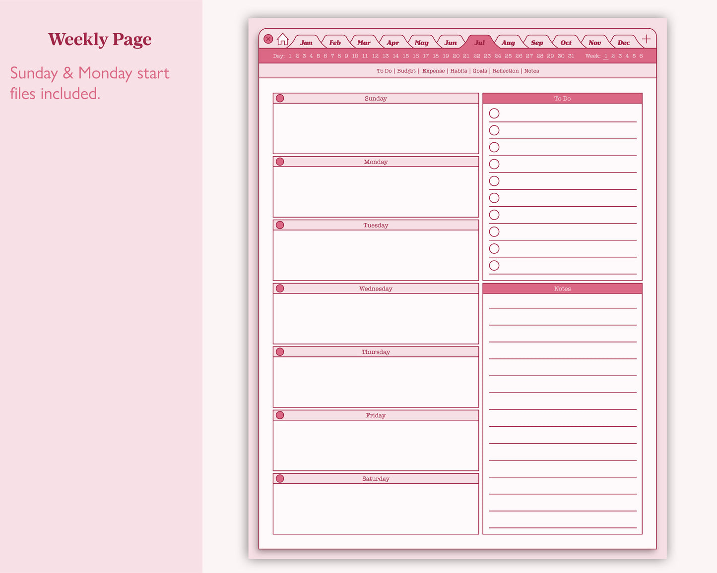 Undated Daily Planner | Browser Aesthetic