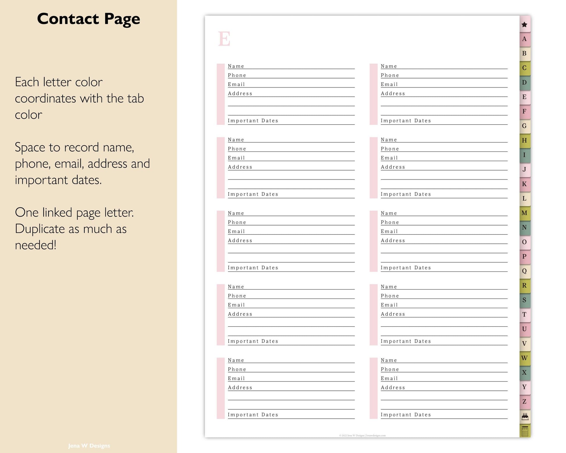 Digital Address Book | Hyperlinked PDF Contact Book