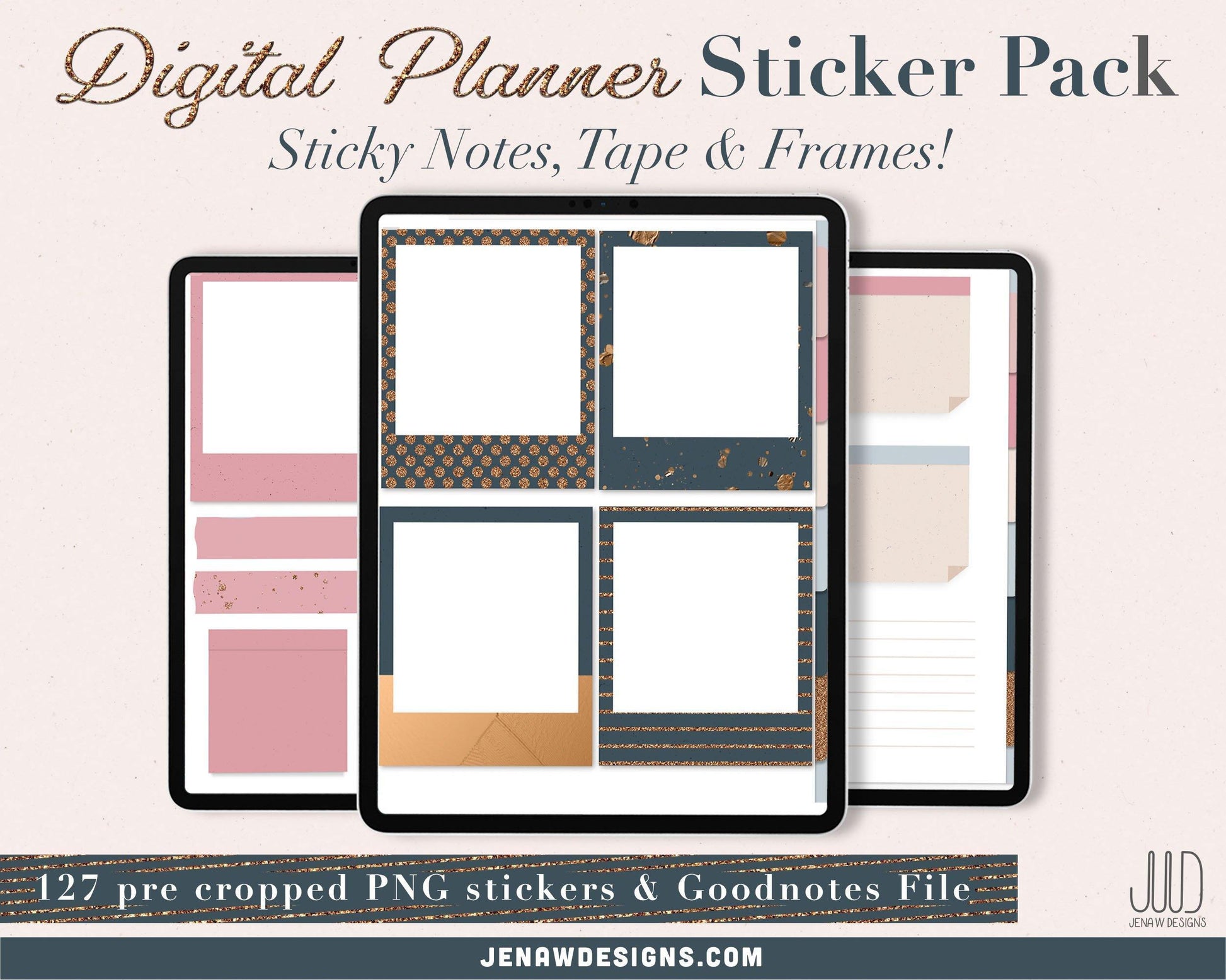 Neutral & Gold Digital Planner Stickers - Jena W Designs