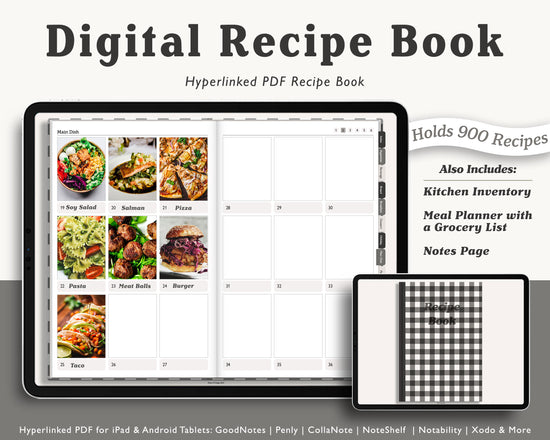 Realistic Digital Recipe Book with Meal Planner – Jena W Designs