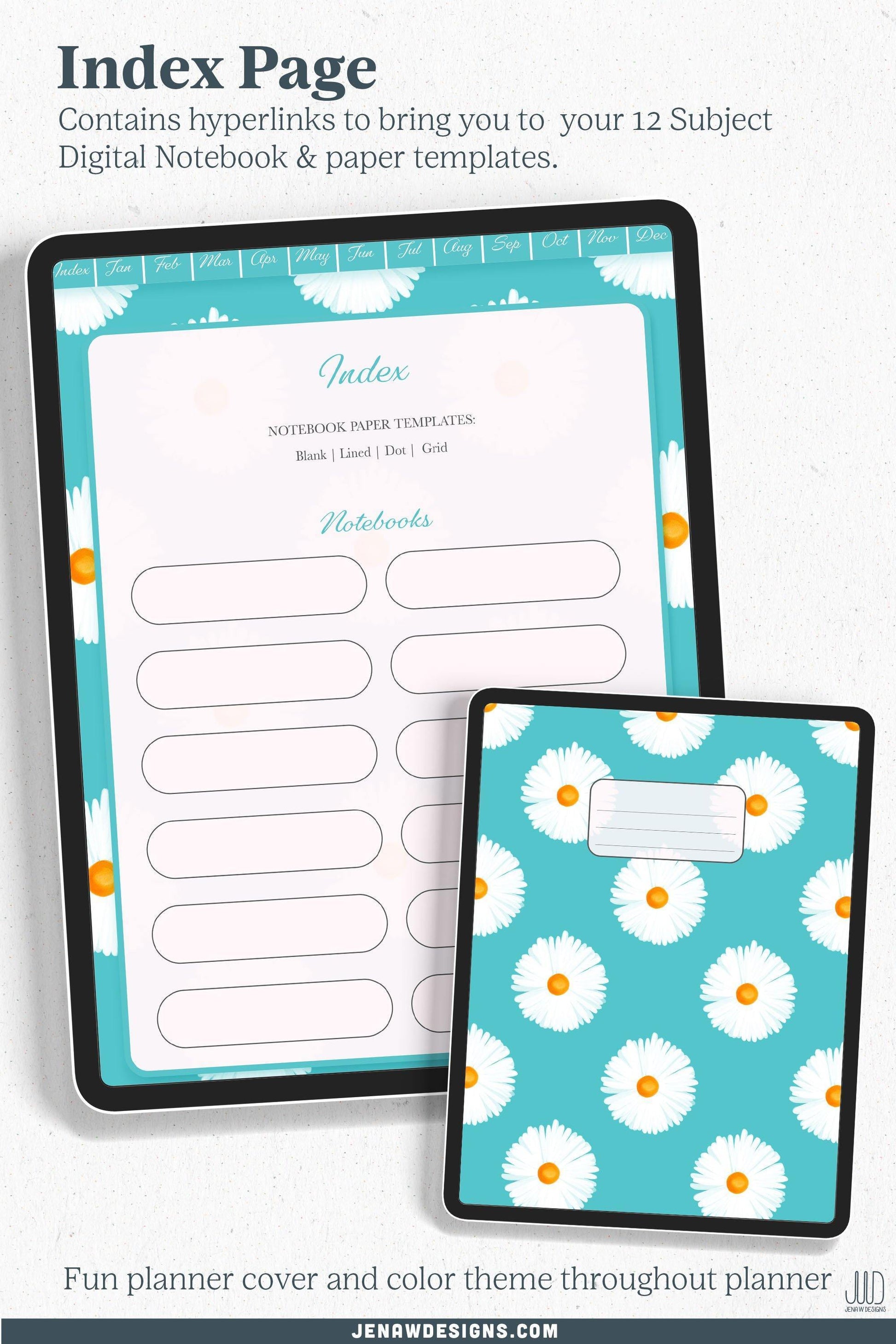 Undated Digital Planner | Vibrant Daisy Collection - Jena W Designs