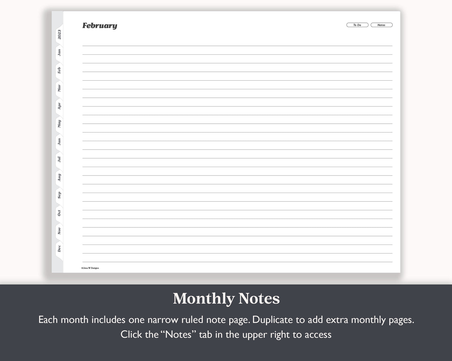 2023 Monthly Weekly Planner with To Do Lists | Landscape Planner for e-ink Devices