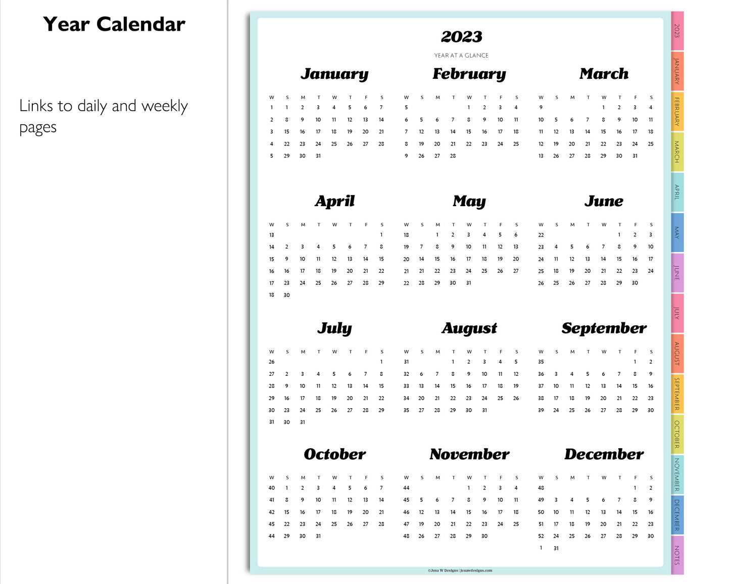 2023 Minimal Modern Daily Planner | Simple Digital Planner | Vertical