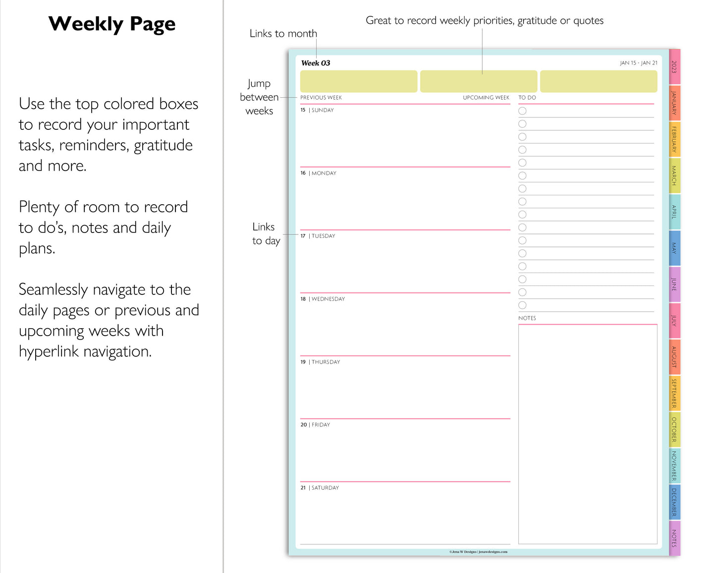 2023 Minimal Modern Daily Planner | Simple Digital Planner | Vertical