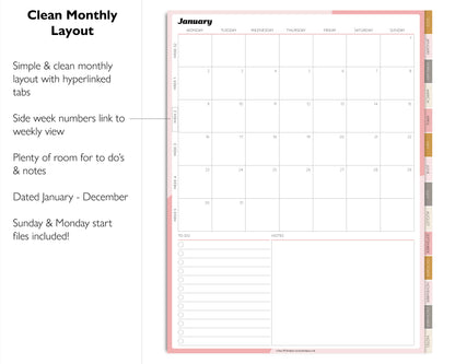 2023 Minimal Modern Weekly Planner | Simple Digital Planner | Vertical
