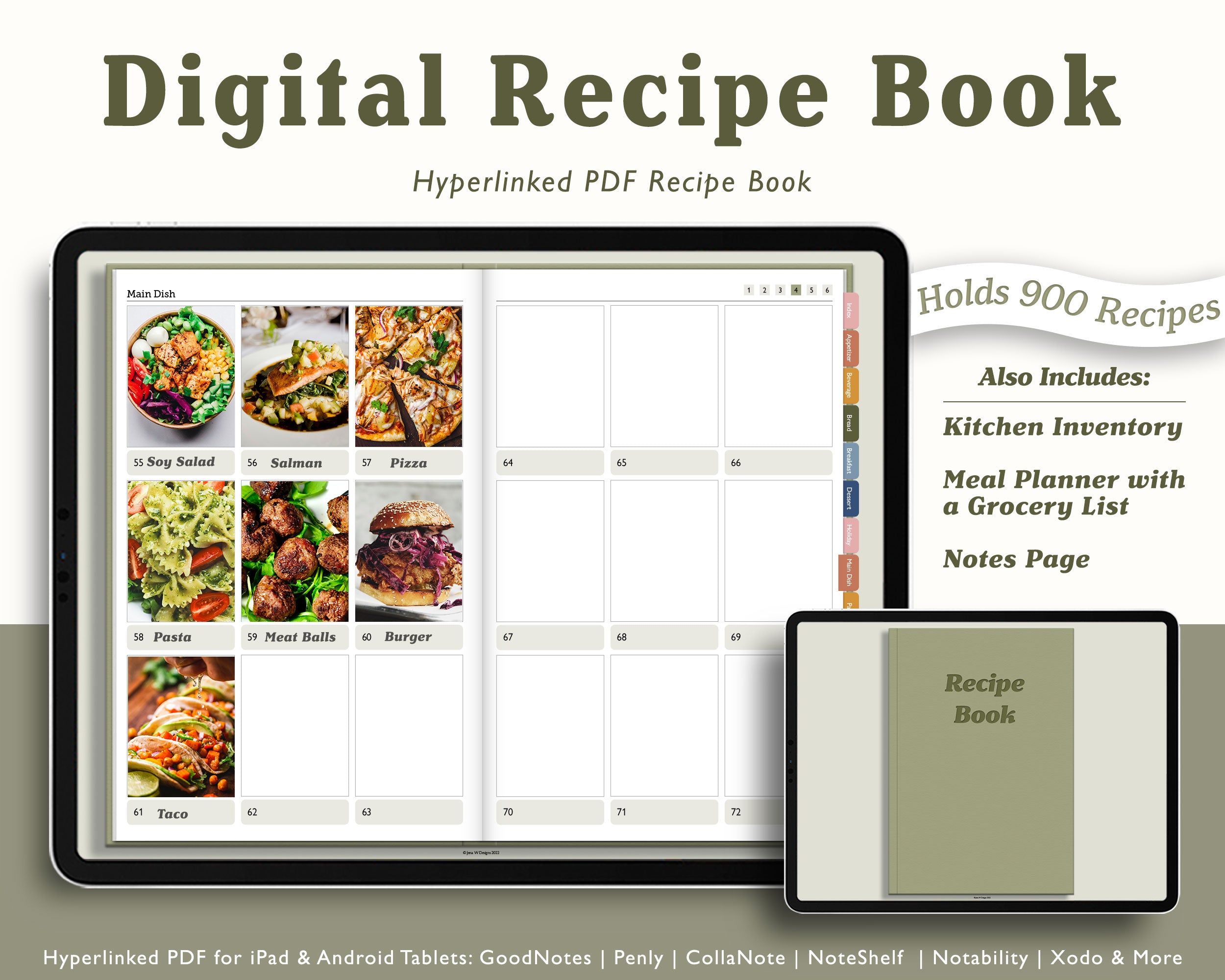 Usb Cook Books Realistic Digital Recipe Book with Meal Planner – Jena W Designs