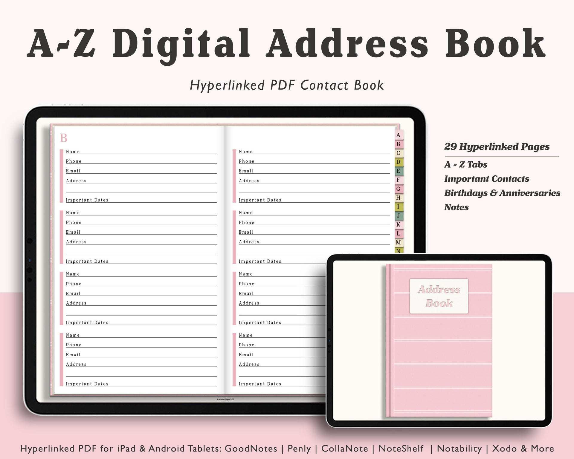 a-z-digital-address-book-realistic-landscape-contact-journal-jena-w-designs for Address Book Pages Printable Free A-Z Digital Address Book | Realistic Landscape Contact Journal – Jena W Designs for Address Book Pages Printable Free