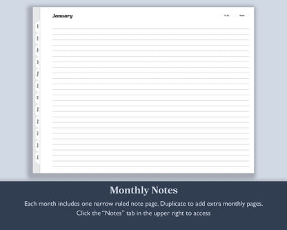 Undated Monthly Weekly Planner with To Do Lists | for e-ink Devices