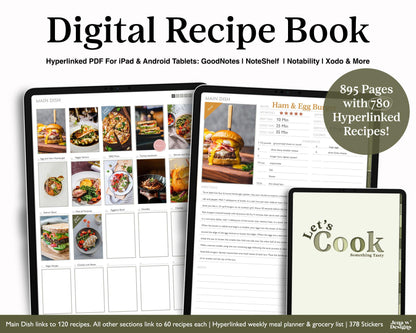 Digital Recipe Book, Goodnotes template, Vertical Planner Digital Planner  for iPad, Notability Planner, Recipe Book Template, Recipe Planner